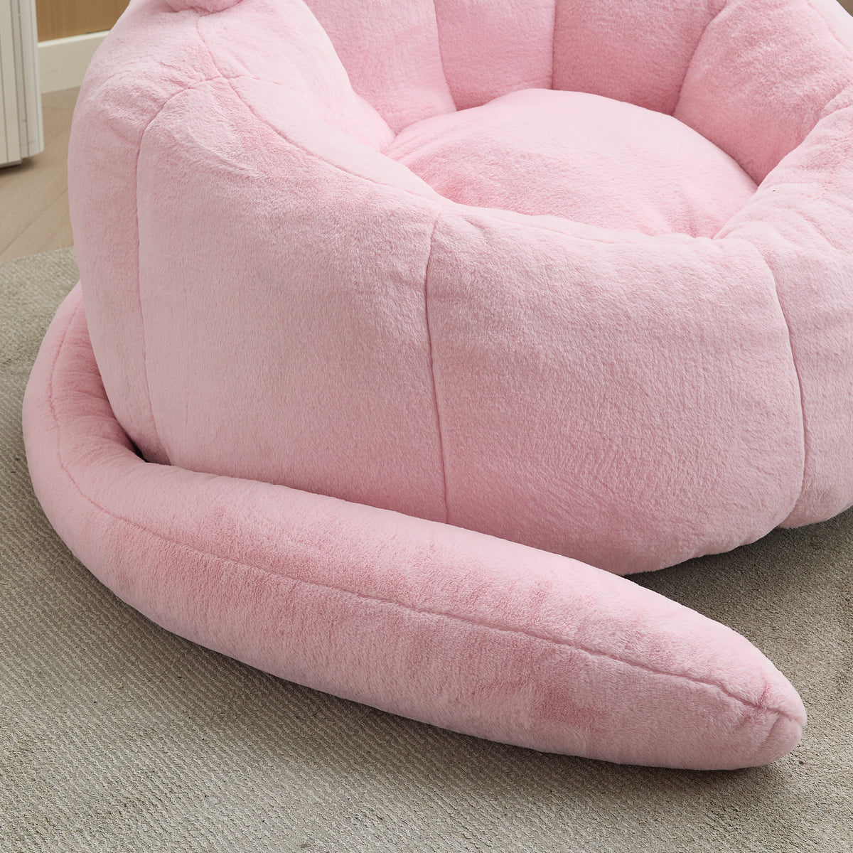 Cat-Shaped Adult Bean Bag Sofa, No Assembly, for Living Room & Bedroom