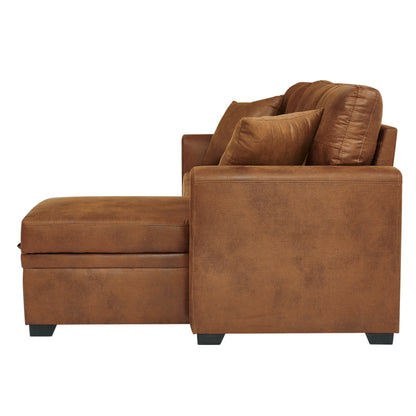 L-Shaped Sectional Sofa with Pull-Out Bed, Reversible Chaise & Storage