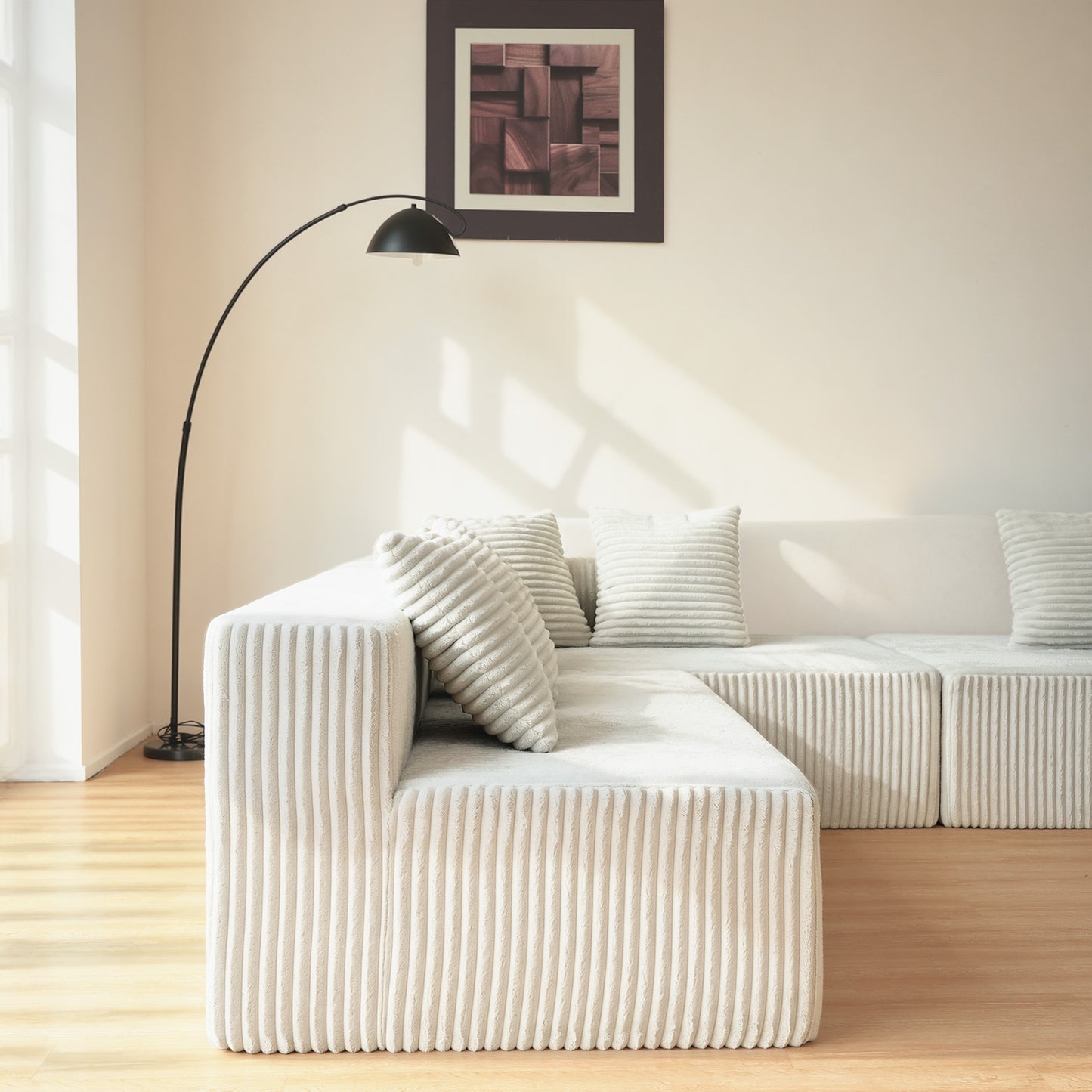 6-Seat Upholstered Modular Sectional Sofa with Square Arms & Pillow Back - Medium-Soft Comfort for Living Room