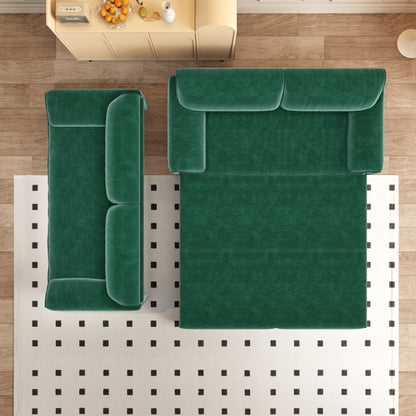 Queen Pull-Out Velvet Sleeper Sofa, 3-in-1 Convertible Bed with Side Storage