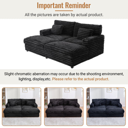 82" Oversized Double Chaise Lounge Sofa Bed with USB Ports & Cup Holders
