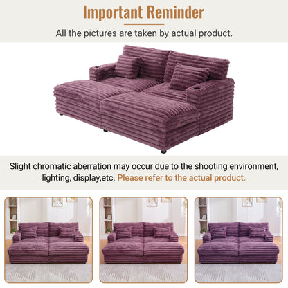 82" Oversized Double Chaise Lounge Sofa Bed with USB Ports & Cup Holders