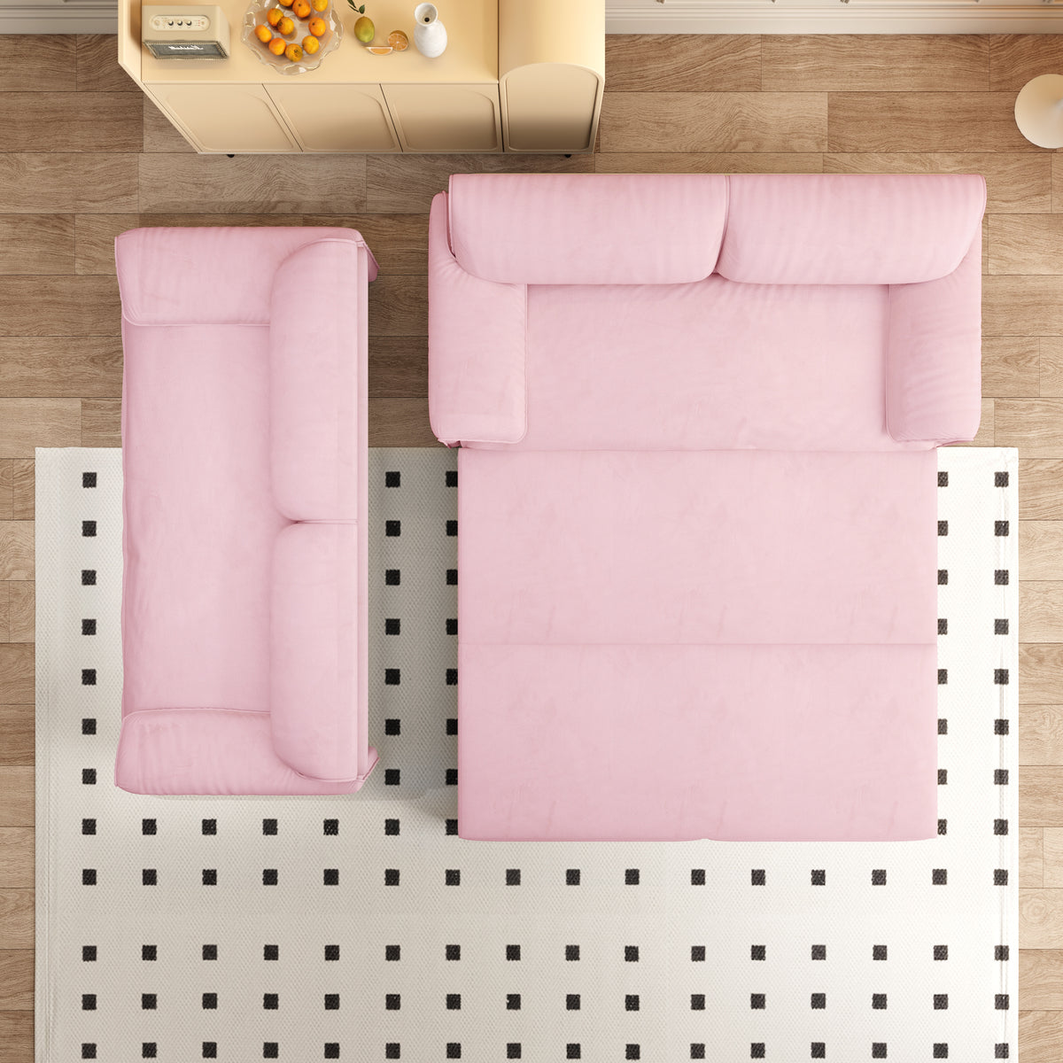 Queen Pull-Out Velvet Sleeper Sofa, 3-in-1 Convertible Bed with Side Storage