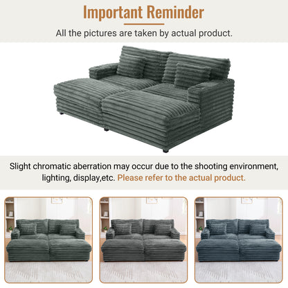 82" Oversized Double Chaise Lounge Sofa Bed with USB Ports & Cup Holders