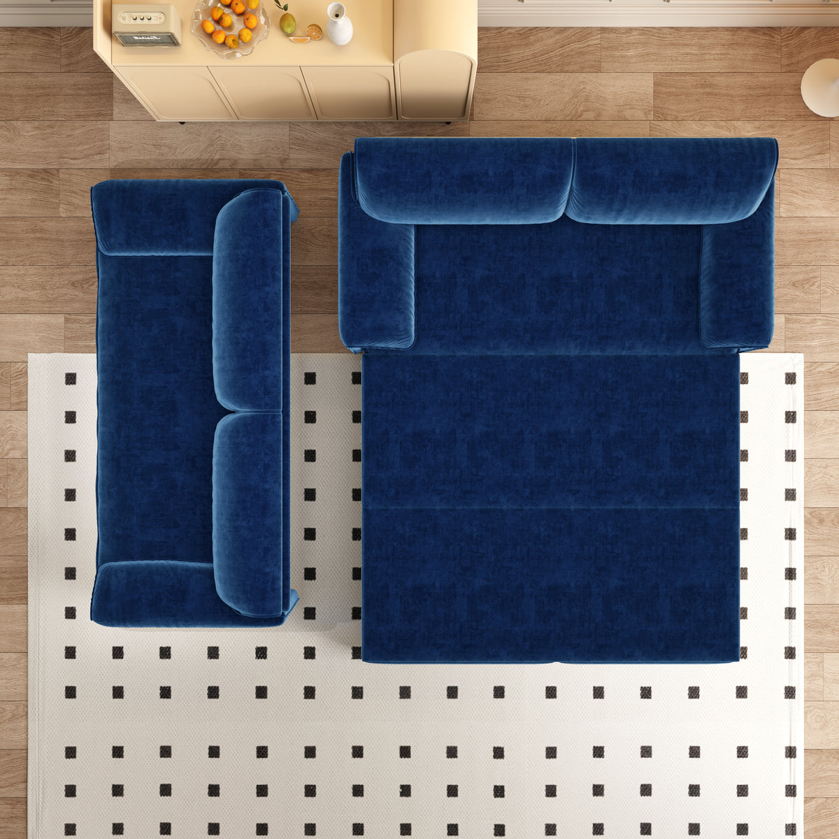 Queen Pull-Out Velvet Sleeper Sofa, 3-in-1 Convertible Bed with Side Storage