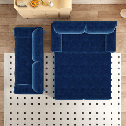 Queen Pull-Out Velvet Sleeper Sofa, 3-in-1 Convertible Bed with Side Storage