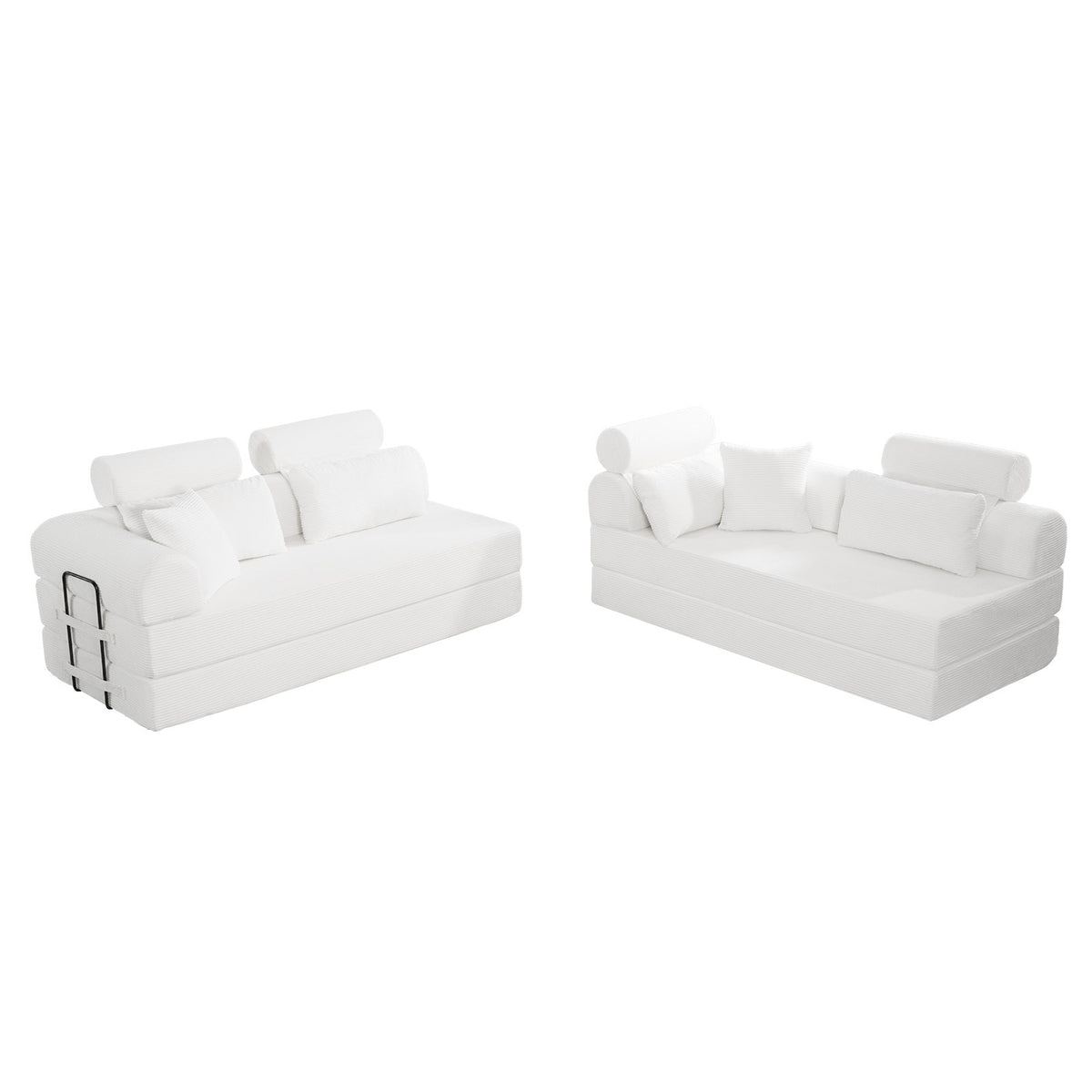 L-Shaped Modular Corduroy Sectional Sofa, Compressed Sofa Couch, Unfolds into a Bed