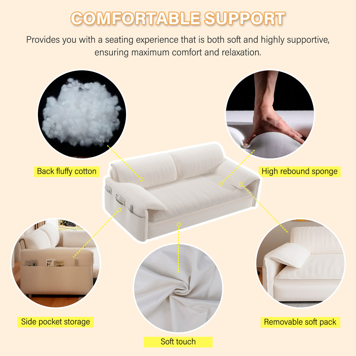 3-in-1 Convertible Queen Sofa Bed with Side Storage, Velvet Loveseat