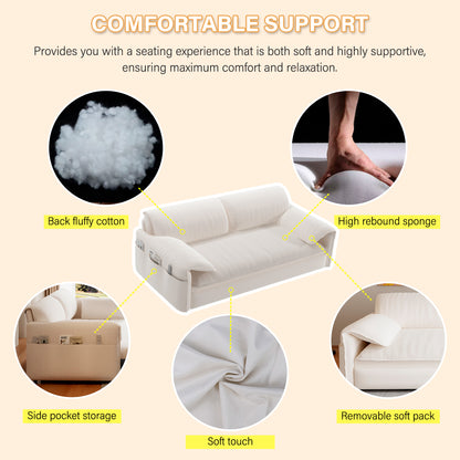 3-in-1 Convertible Queen Sofa Bed with Side Storage, Velvet Loveseat