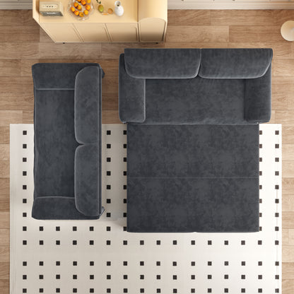 3-in-1 Convertible Queen Sofa Bed with Side Storage, Velvet Loveseat