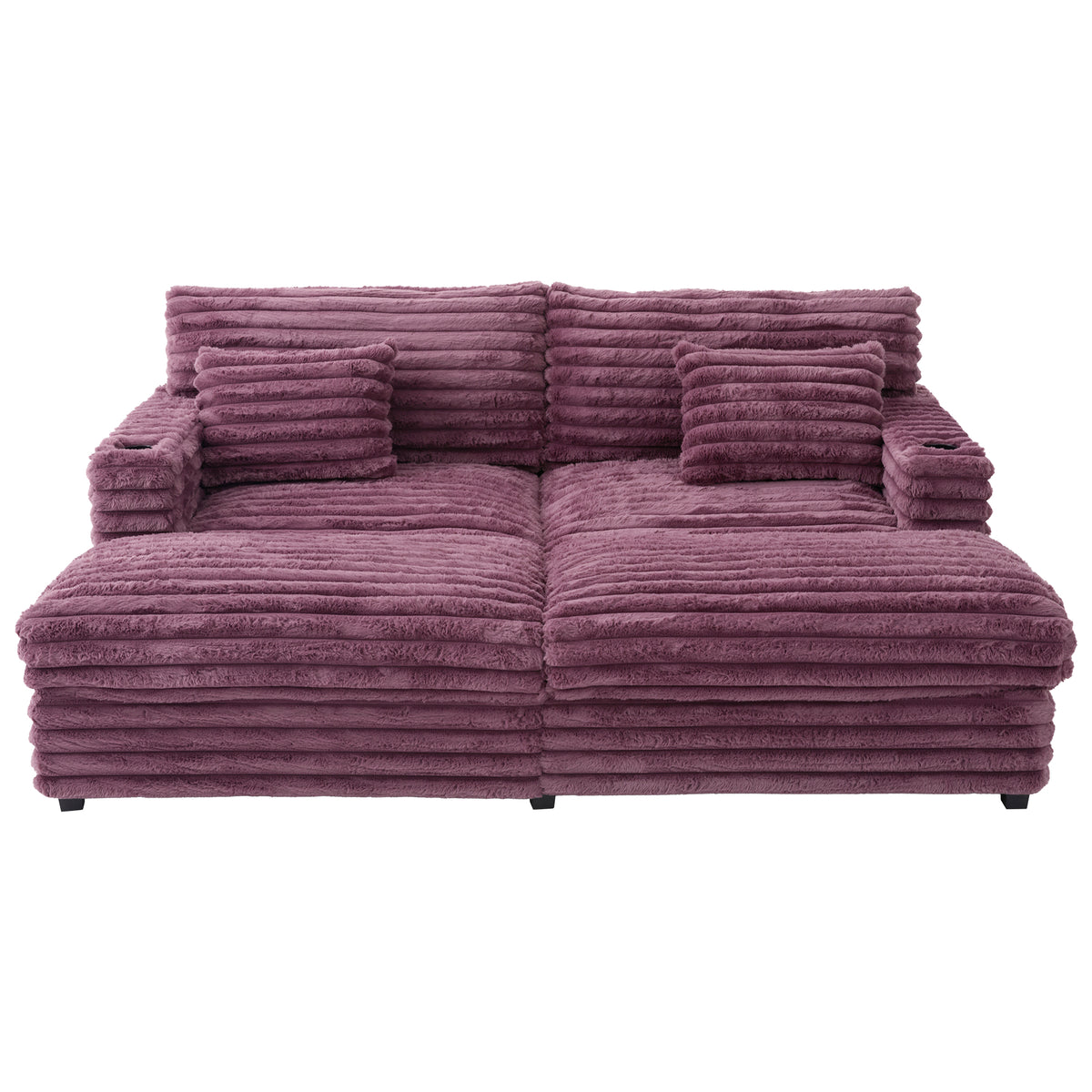82" Oversized Double Chaise Lounge Sofa Bed with USB Ports & Cup Holders