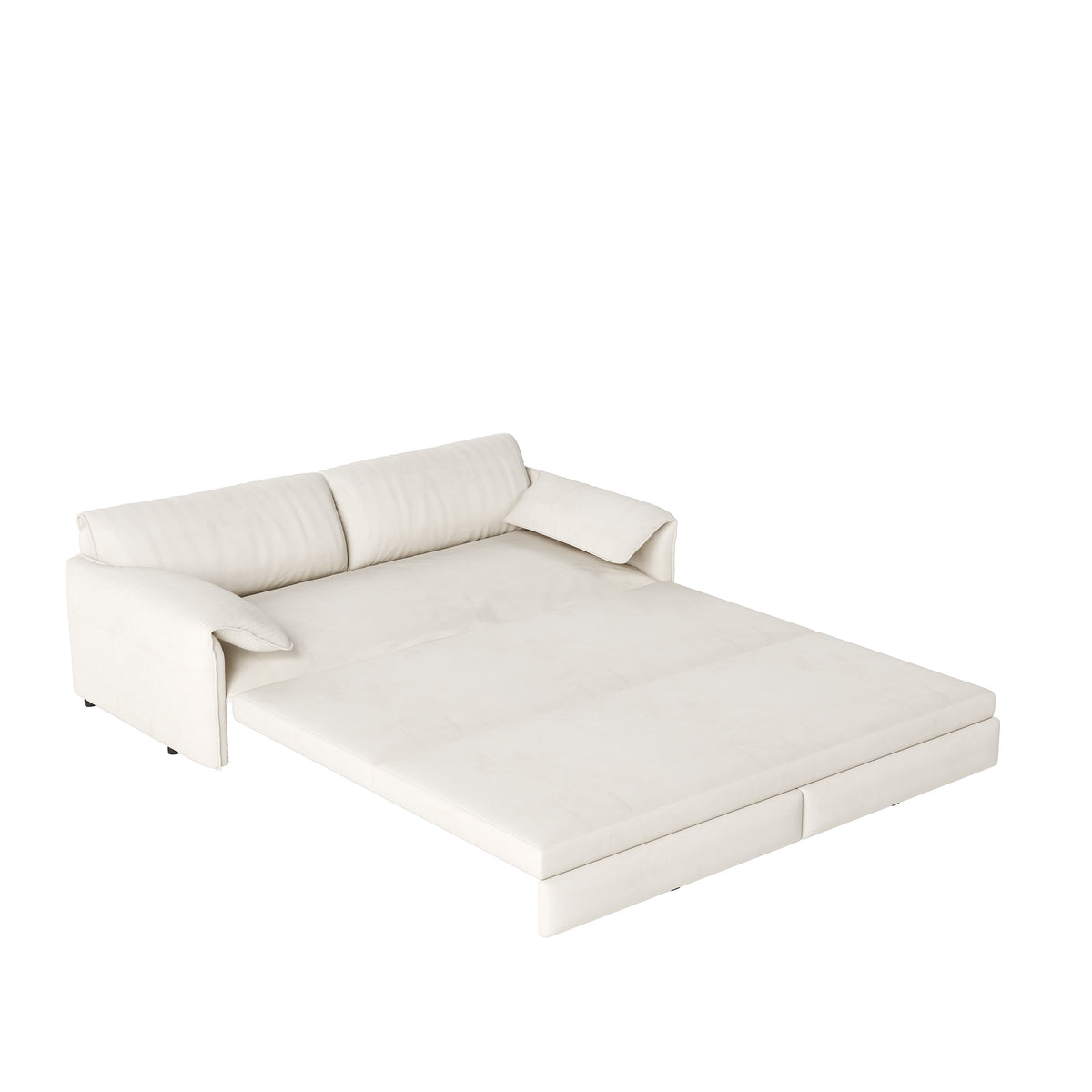 3-in-1 Convertible Queen Sofa Bed with Side Storage, Velvet Loveseat