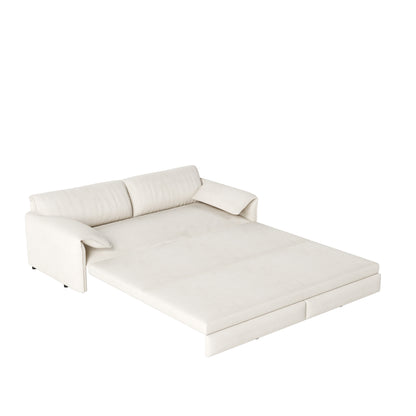 3-in-1 Convertible Queen Sofa Bed with Side Storage, Velvet Loveseat