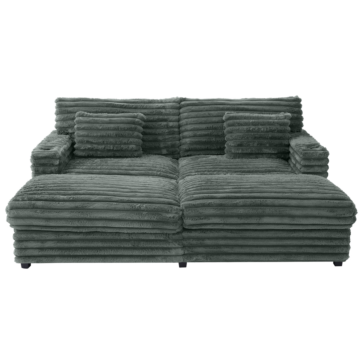 82" Oversized Double Chaise Lounge Sofa Bed with USB Ports & Cup Holders