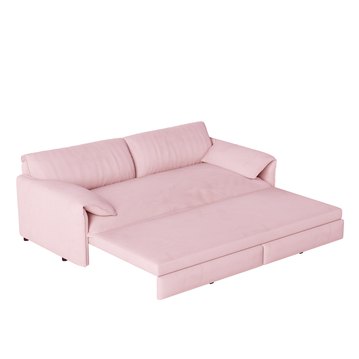 Queen Pull-Out Velvet Sleeper Sofa, 3-in-1 Convertible Bed with Side Storage