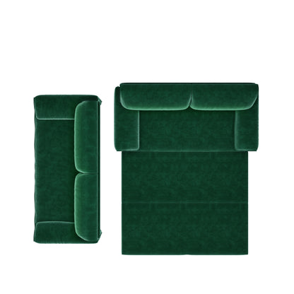 Queen Pull-Out Velvet Sleeper Sofa, 3-in-1 Convertible Bed with Side Storage