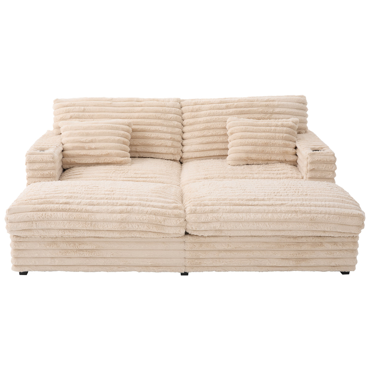 82" Oversized Double Chaise Lounge Sofa Bed with USB Ports & Cup Holders