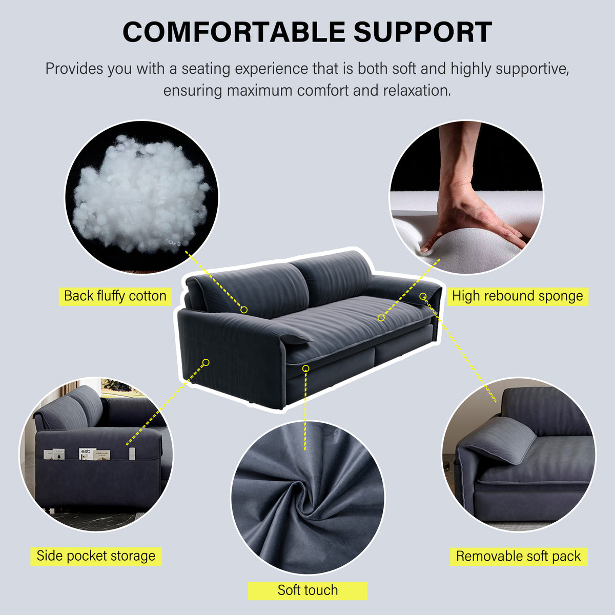 3-in-1 Convertible Queen Sofa Bed with Side Storage, Velvet Loveseat