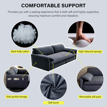 3-in-1 Convertible Queen Sofa Bed with Side Storage, Velvet Loveseat