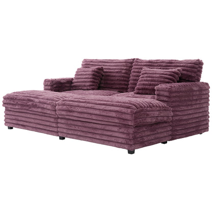 82" Oversized Double Chaise Lounge Sofa Bed with USB Ports & Cup Holders