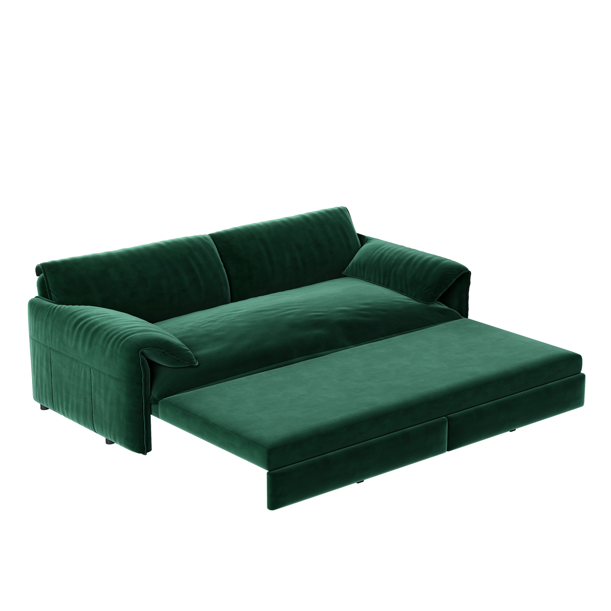 Queen Pull-Out Velvet Sleeper Sofa, 3-in-1 Convertible Bed with Side Storage