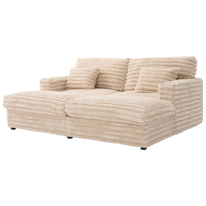 82" Oversized Double Chaise Lounge Sofa Bed with USB Ports & Cup Holders