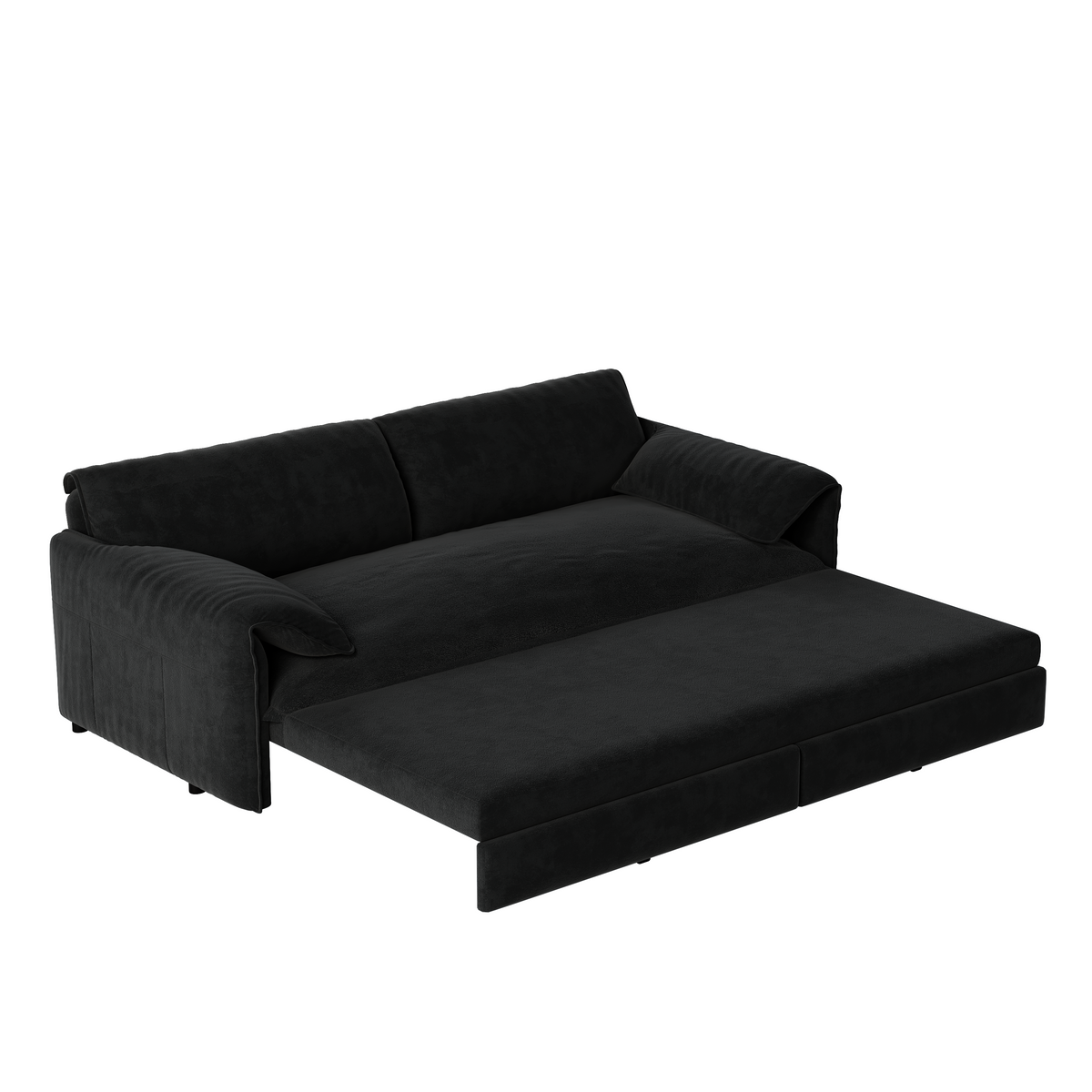 3-in-1 Convertible Queen Sofa Bed with Side Storage, Velvet Loveseat