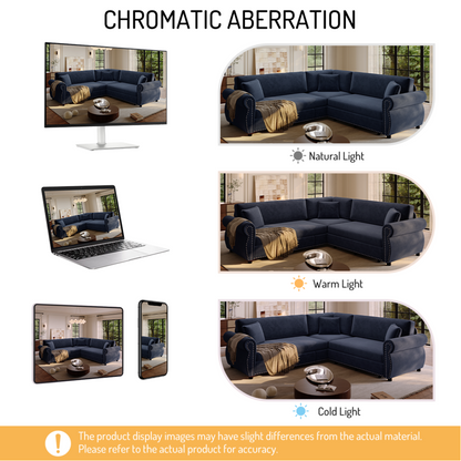 88.2" L-Shaped Chenille Sectional Sofa with Pull-Out Bed & Rolled Arm