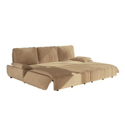 94.5" 3-in-1 Corduroy Queen Pull-Out Sofa Bed