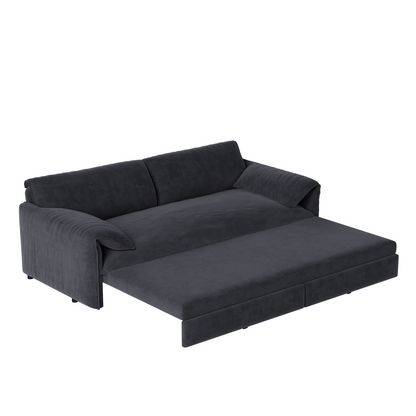 3-in-1 Convertible Queen Sofa Bed with Side Storage, Velvet Loveseat