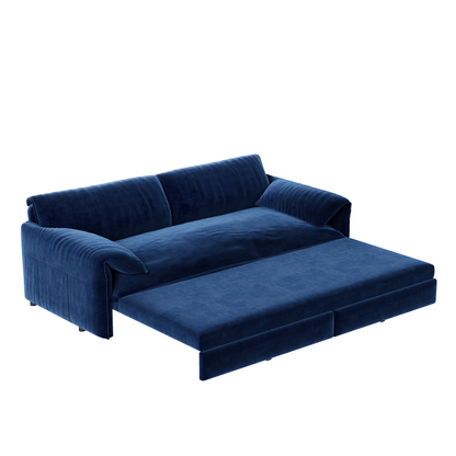 Queen Pull-Out Velvet Sleeper Sofa, 3-in-1 Convertible Bed with Side Storage