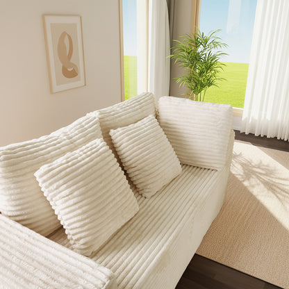 Beige 6-Seat Modular Sectional Sofa - Reconfigurable Polyester Fabric Sofa for Living Room