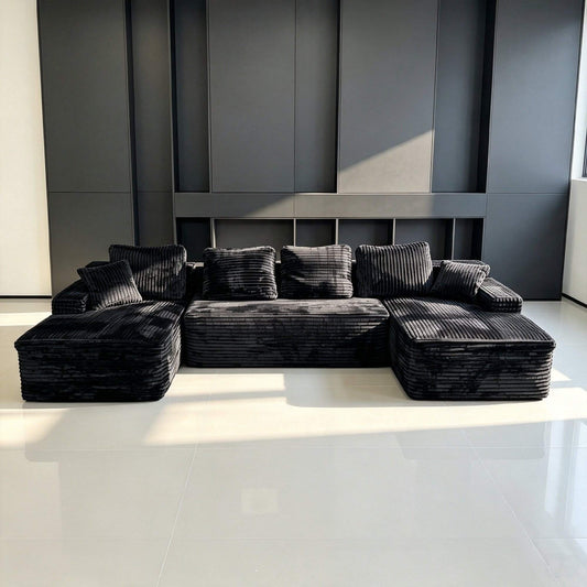 Oversized 5-Seater Modular Sectional Sofa, Convertible Chaise, Boneless Design