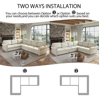 L-Shaped Chenille Sectional Sofa with Pull-Out Bed & Rolled Arm