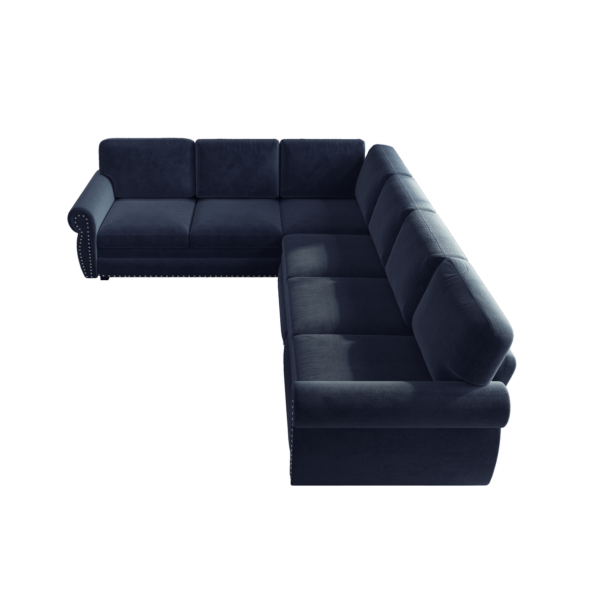 118" Oversized Convertible Sleeper Sofa with Nailhead Trim, L-Shaped Couch