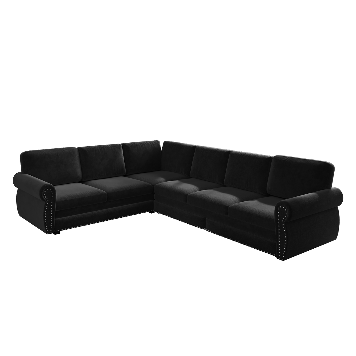 118" Oversized Convertible Sleeper Sofa with Nailhead Trim, L-Shaped Couch