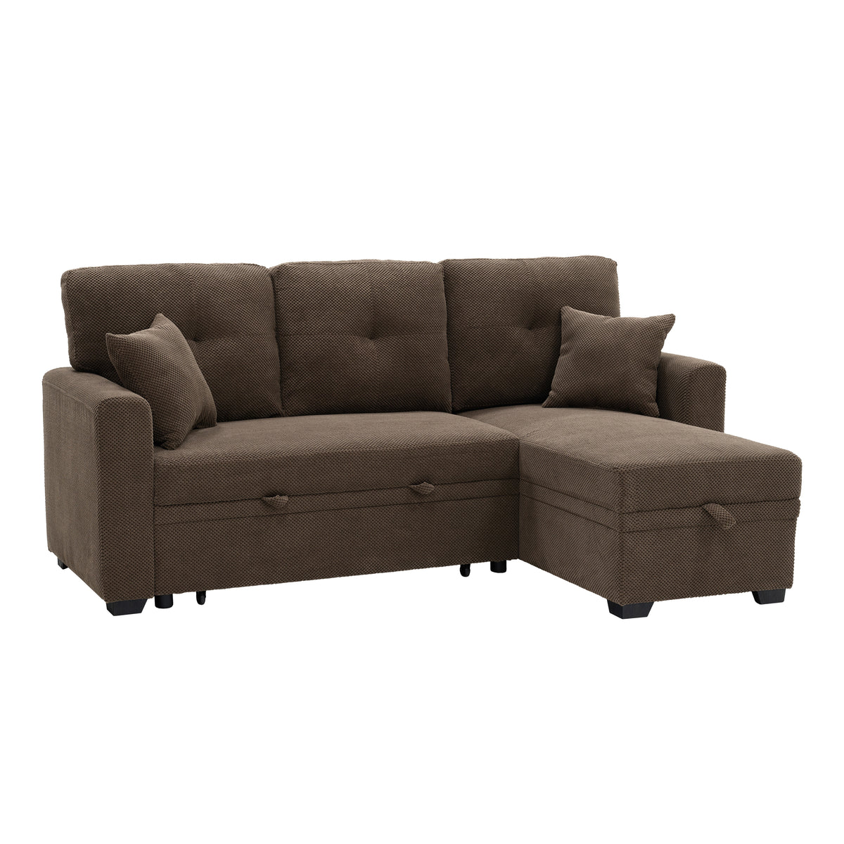 Convertible Sofa Bed with Reversible Chaise, Storage & Breathable Fabric