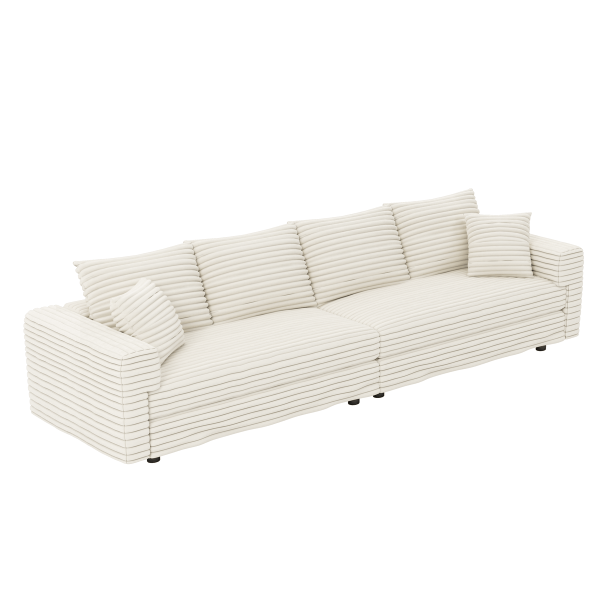 102.4" Plush Corduroy 4-Seater Sofa, Deep Seat Cloud Couch with Pillows