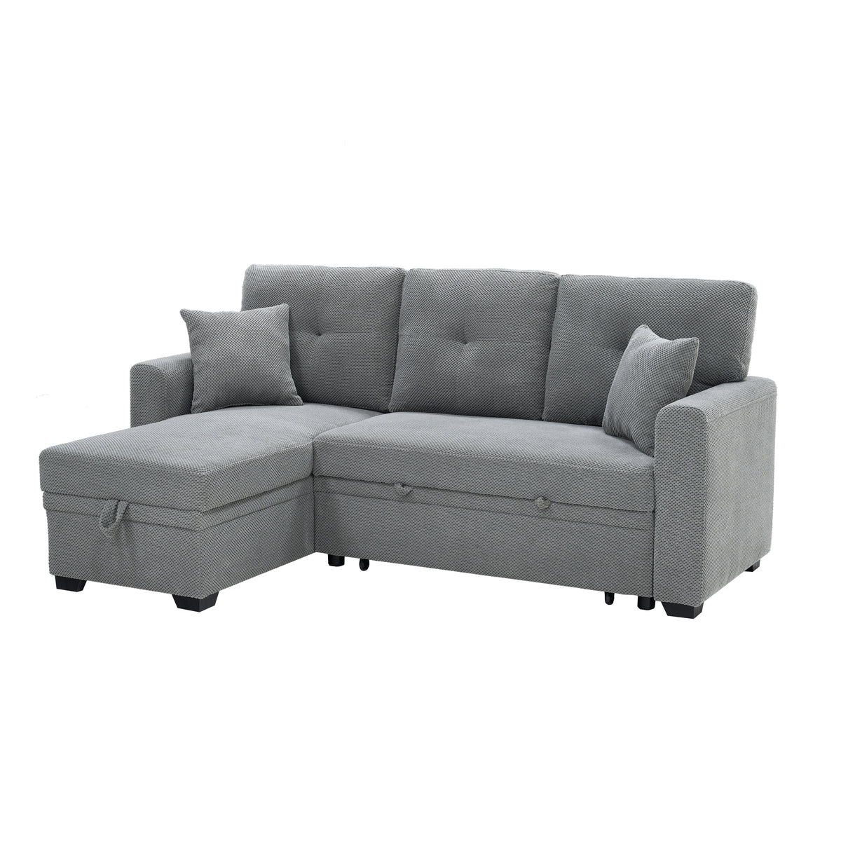 Convertible Sofa Bed with Reversible Chaise, Storage & Breathable Fabric