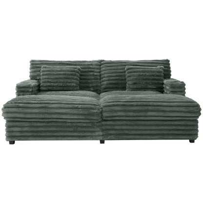 82" Oversized Double Chaise Lounge Sofa Bed with USB Ports & Cup Holders