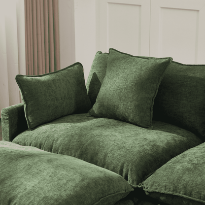 108" 4-Seater L-Shaped Modular Chenille Sofa with Ottoman, Deep Seat Cloud Couch