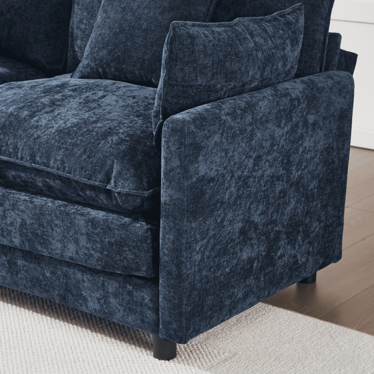108" 4-Seater L-Shaped Modular Chenille Sofa with Ottoman, Deep Seat Cloud Couch