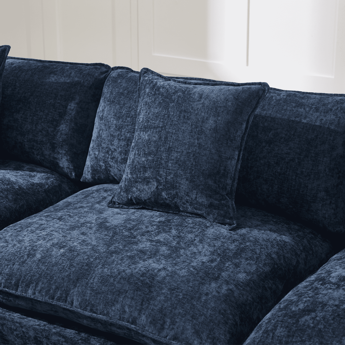108" 4-Seater L-Shaped Modular Chenille Sofa with Ottoman, Deep Seat Cloud Couch