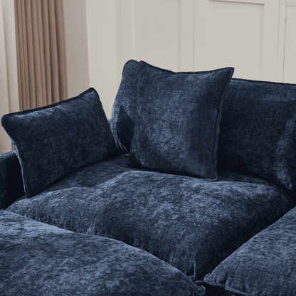 108" 4-Seater L-Shaped Modular Chenille Sofa with Ottoman, Deep Seat Cloud Couch