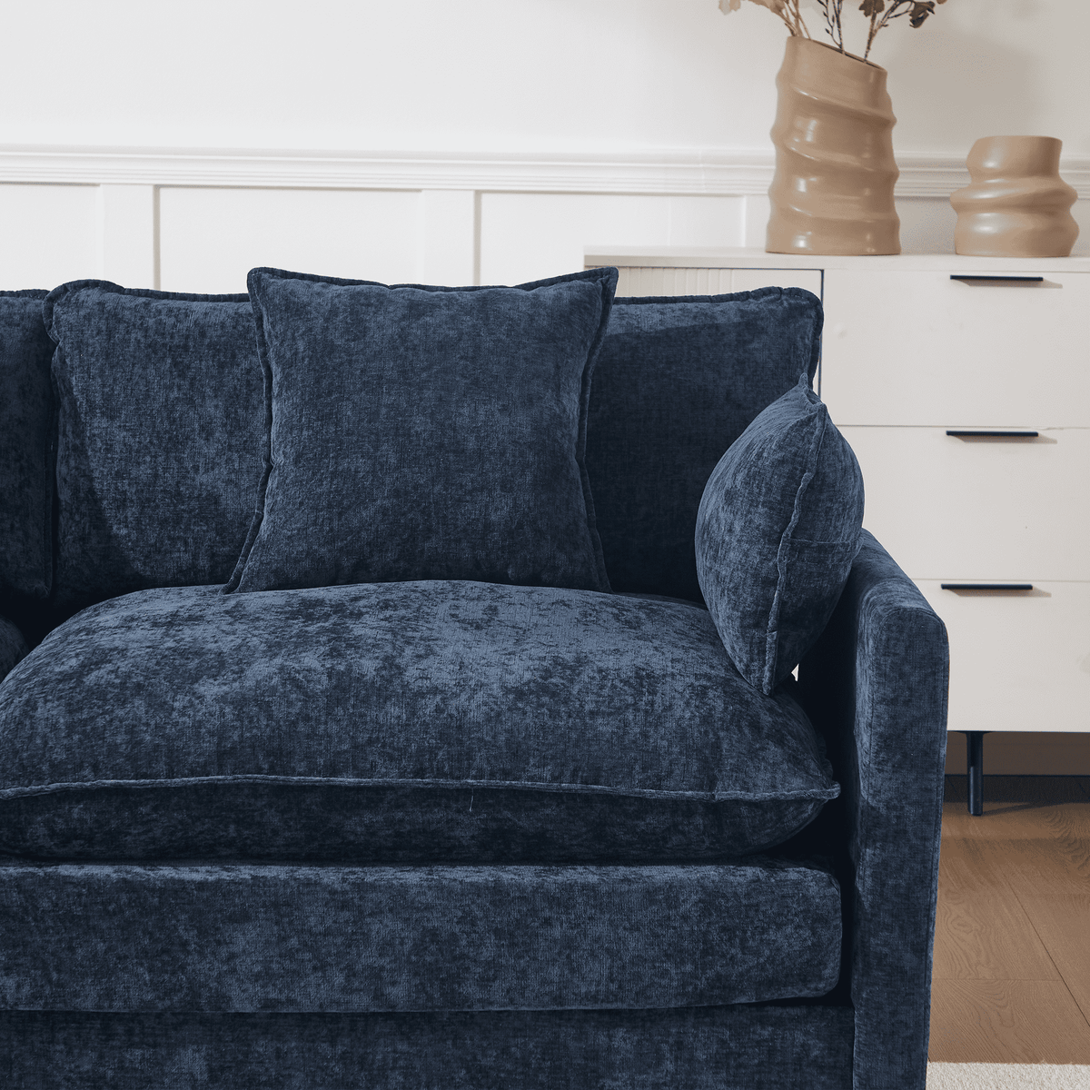 108" 4-Seater L-Shaped Modular Chenille Sofa with Ottoman, Deep Seat Cloud Couch