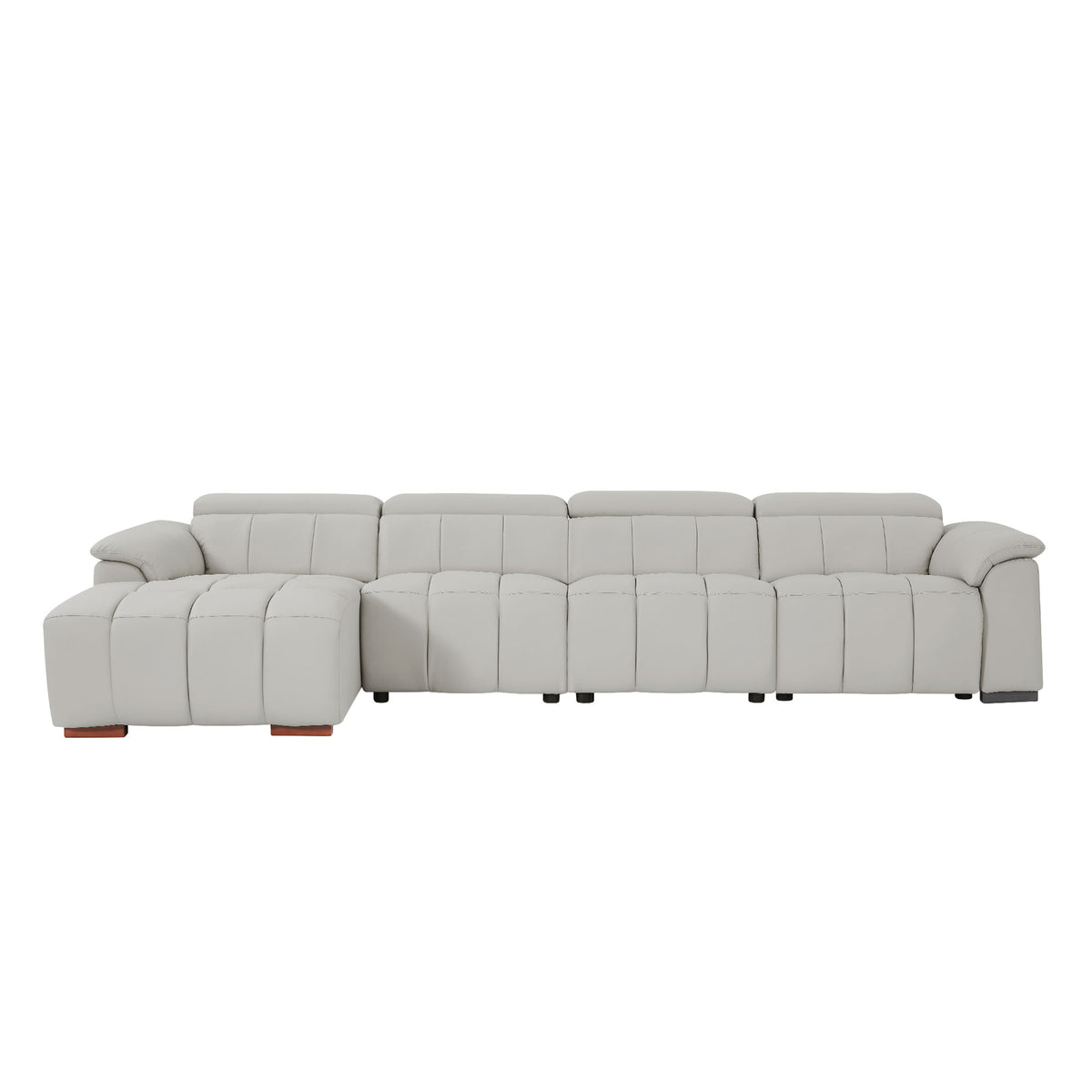 Modern Electric Wall-Hugger Reclining L-Shaped Leather Sofa with USB Port