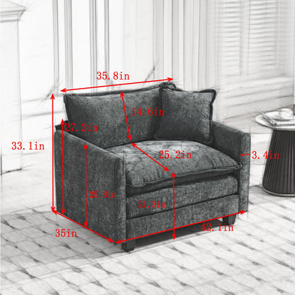 Cloud Sofa Single Seat, Modern Couch, Chenille Fabric