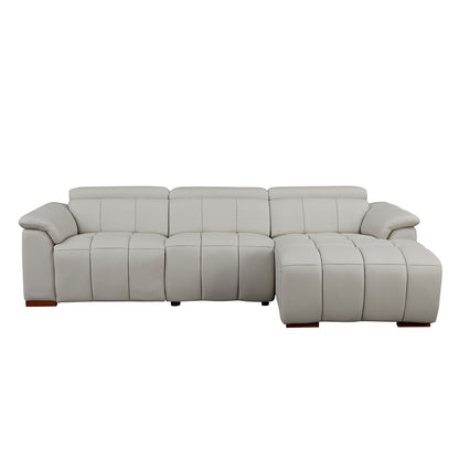 Modern Electric Wall-Hugger Reclining L-Shaped Leather Sofa with USB Port