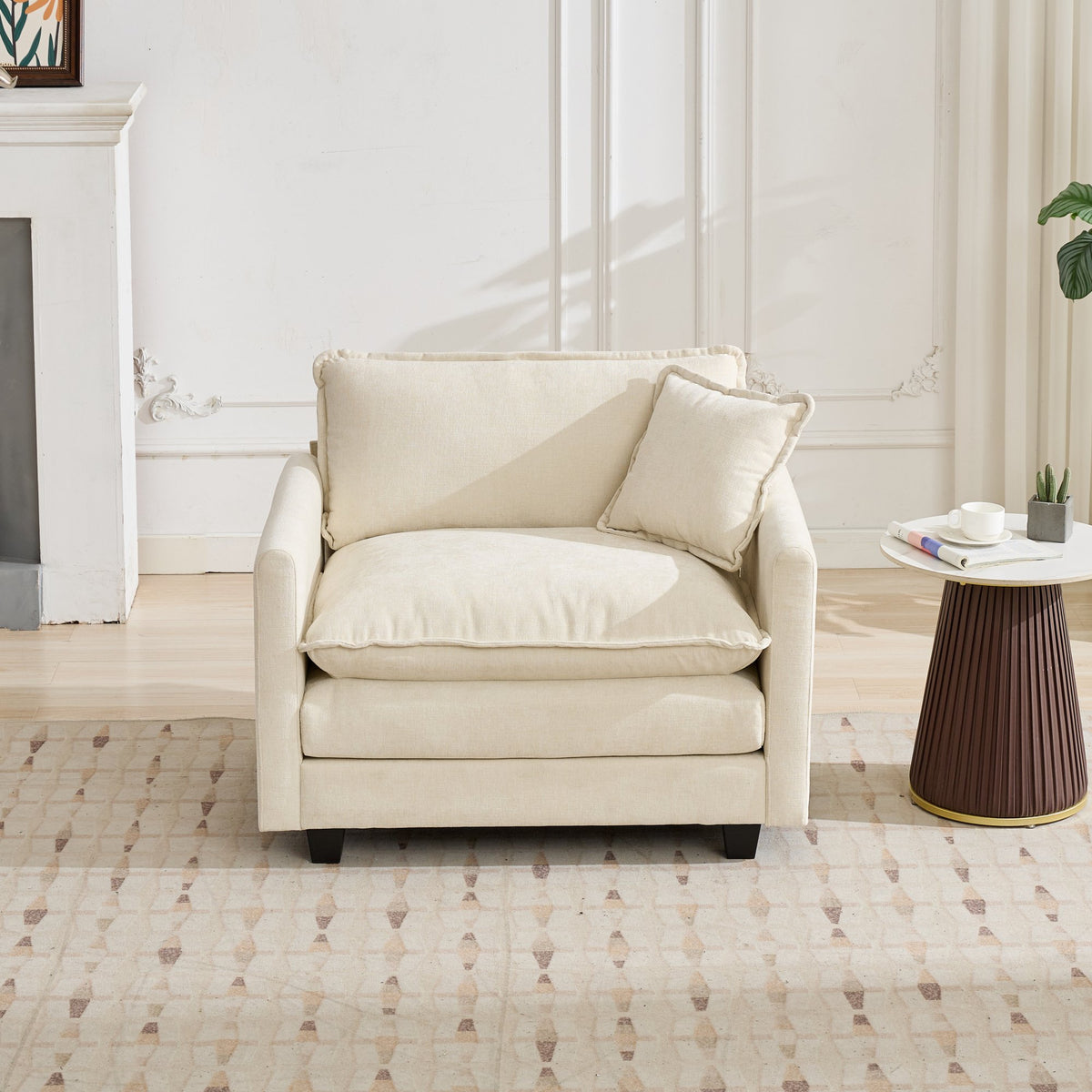 Cloud Sofa Single Seat, Modern Couch, Chenille Fabric