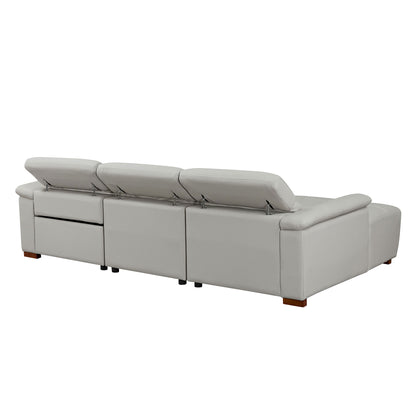 Modern Electric Wall-Hugger Reclining L-Shaped Leather Sofa with USB Port